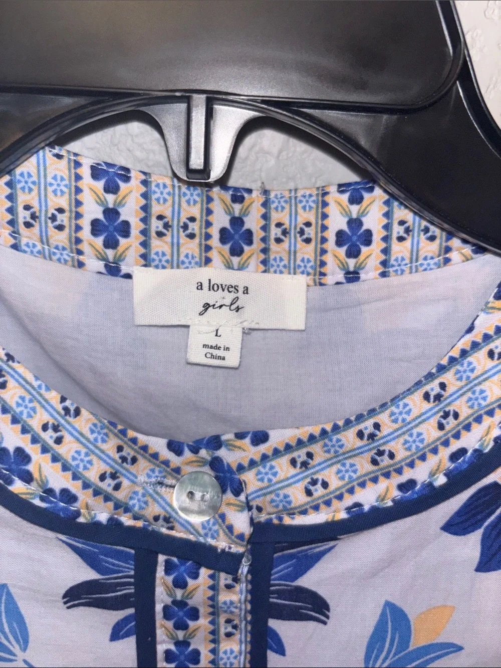 A Loves A Blue Floral Puff-Sleeve Kids Dress